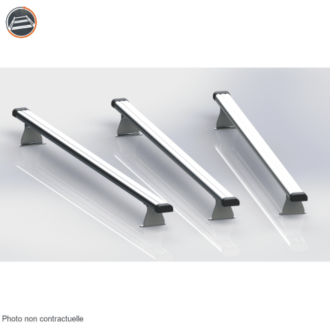 Jeu de 3 barres de toit en aluminium pour Volkswagen Caddy 5 en taille L2.