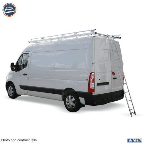 ECHELLE COULISSANTE SOUS GALERIE INSTALLEE ALUMINIUM POUR HYUNDAI H350 L3H2
