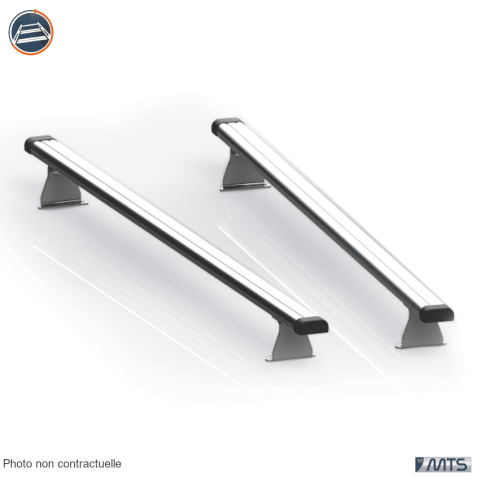 JEU DE 2 BARRES DE TOIT EN ALUMINIUM ANODISÉ POUR VOLKWAGEN TRANSPORTER T5.
