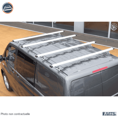 JEU DE 4 BARRES DE TOIT EN ALUMINIUM ANODISÉ POUR VOLKWAGEN CRAFTER.