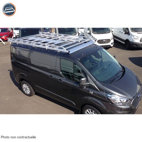 GALERIE ALUMINIUM MTS INSTALLEE SUR FORD TRANSIT CUSTOM L2H1 PORTES BATTANTES