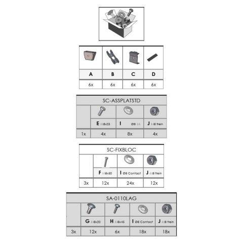 6 PATTES + VIS. GAL. MTS 0110LCP, 0110LHP, 0110LEP, 0110LAP2000