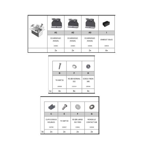 KIT DE FIXATION GAL.JUMPY, EPERT, PROACE, VIVARO L2