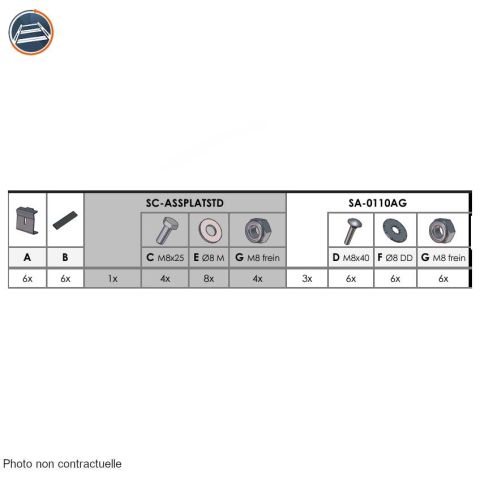 KIT FIXATION GALERIE ACIER GALVANISE MTS BOXER, DUCATO, JUMPER
